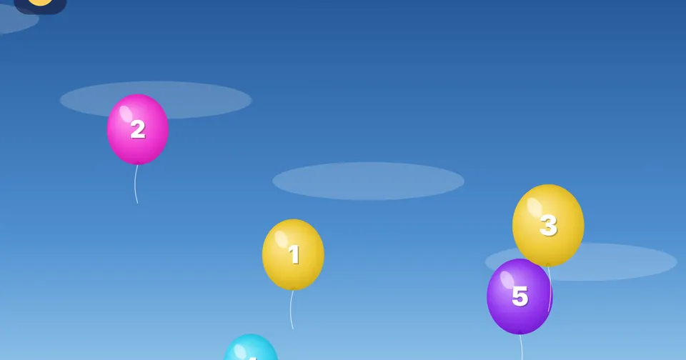 Number balloons: numbered balloons floating up a blue sky